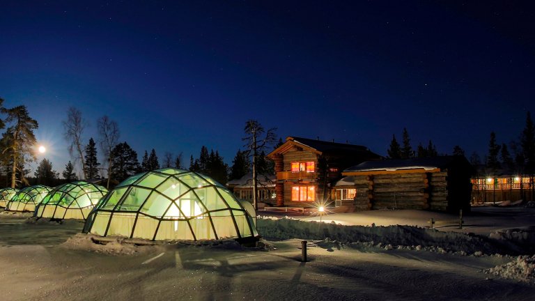 Glass igloo at Kakslauttanen Arctic Resort
